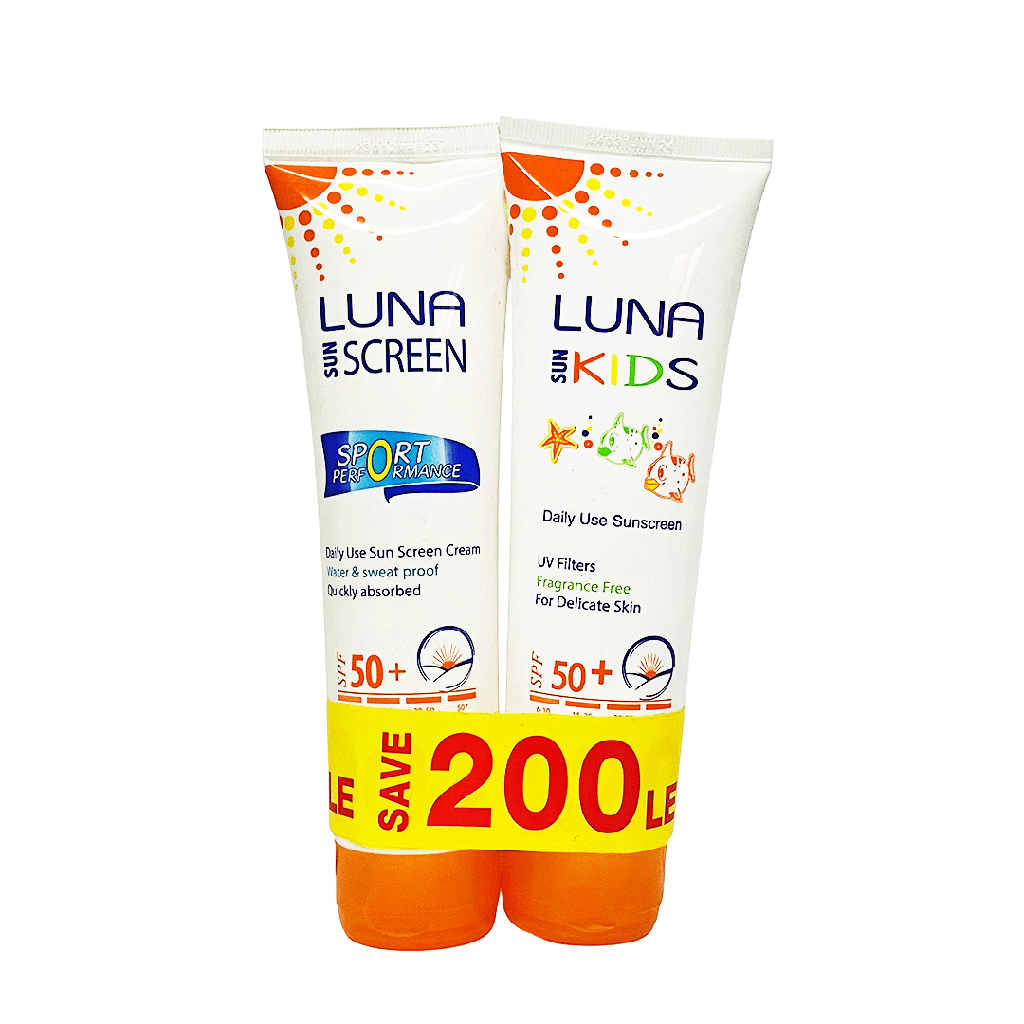 لونا صن سكرين + صن سكرين اطفال +50 وفر 200جنية - Luna Sunscreen + Sunscreen Kids SPF 50+ Offer 200EGP