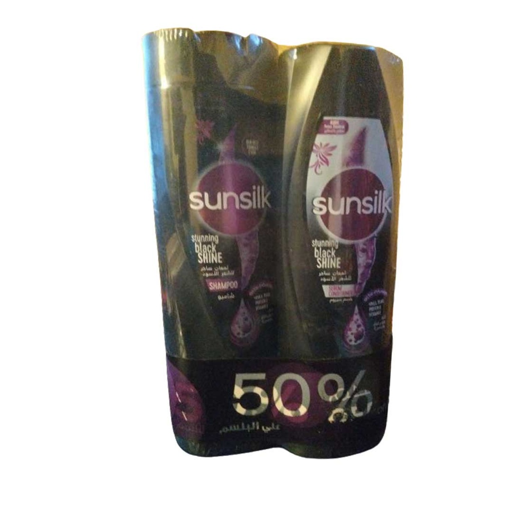 صانسيلك شامبو + بلسم للشعر الاسود خصم 50% - Sunsilk Shampoo &amp; Conditioner Black Hair Offer 50%