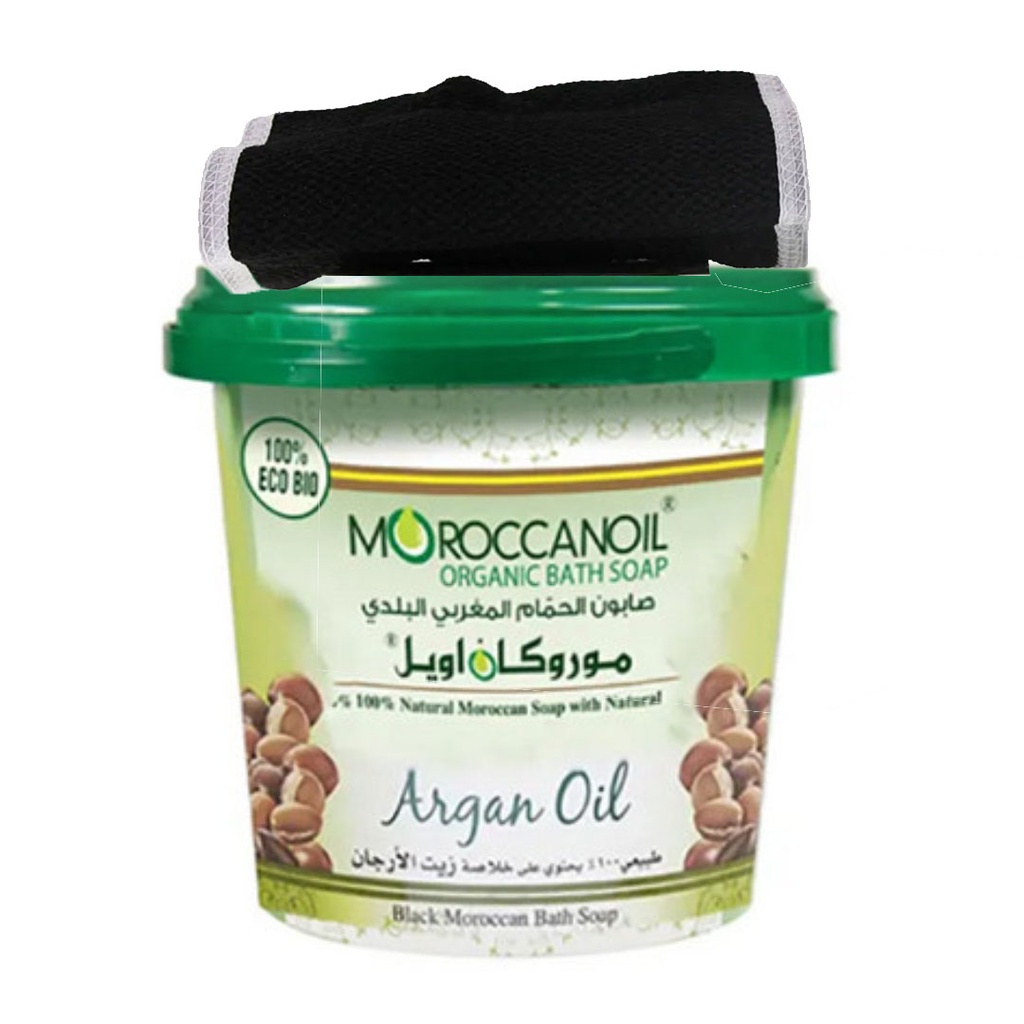 موروكان اويل صابون مغربى بالارجان +ليفة - Moroccan Oil Bath Soup Argan +Leaf