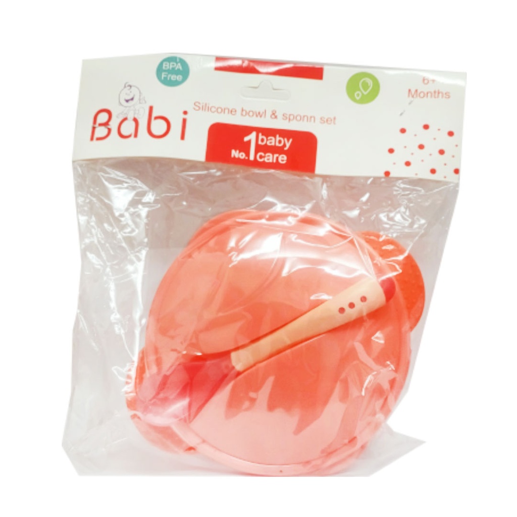 بابى طبق + معلقة سيليكون - Babi Plate + silicone spoon