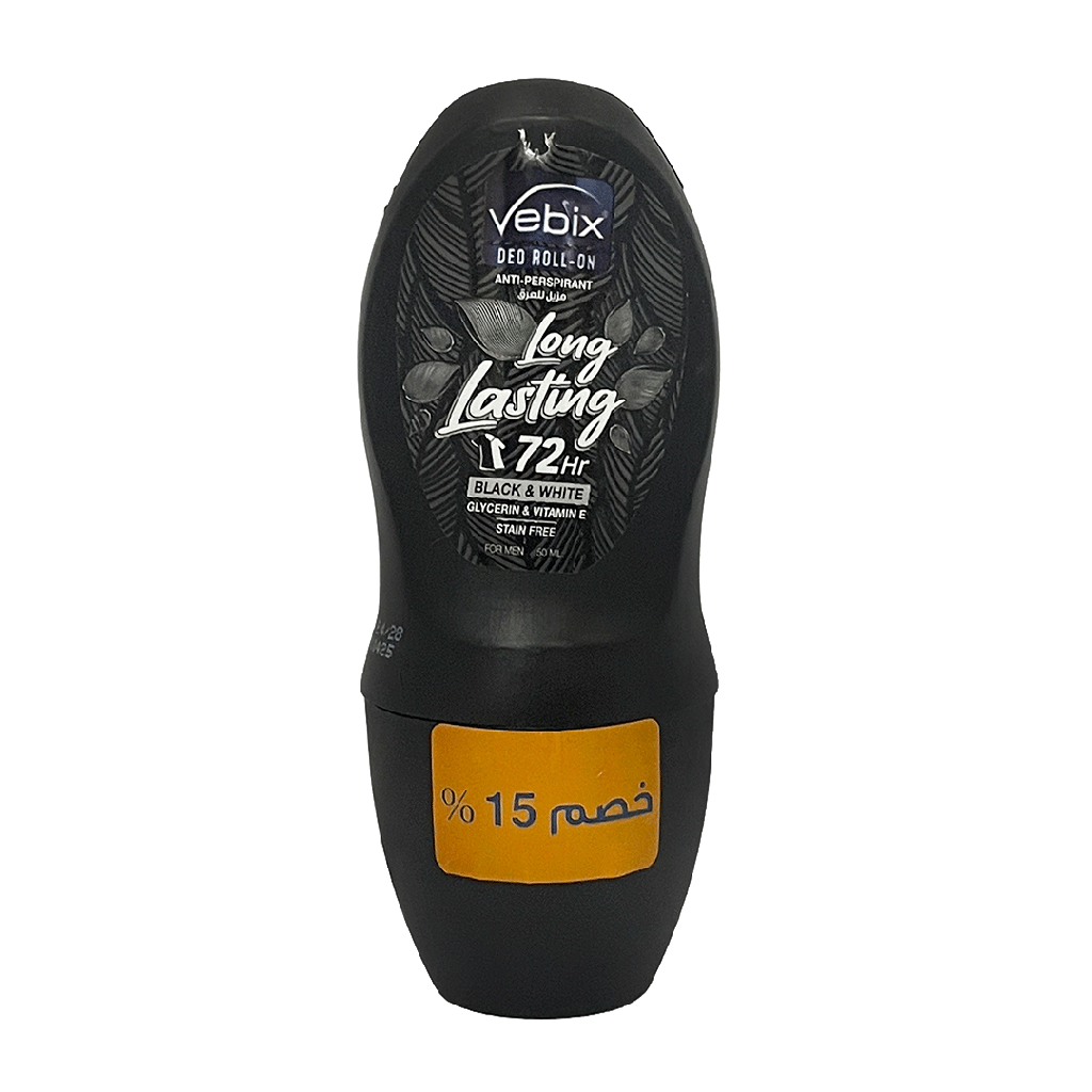 فيبكس رول اون بلاك &amp; وايت رجالى خصم 15% - Vebix Roll On Black &amp; White Men Offer 15%