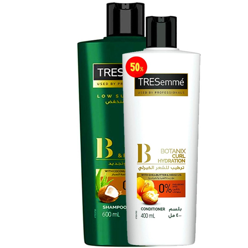 تريسمى شامبو جوز هند و صبار + بلسم زبدة شيا و الكركديه خصم 50% - TRESemme Shampoo Coconut &amp; Aloe Vera + Conditioner Shea Butter &amp; Hibiscus Offer 50%