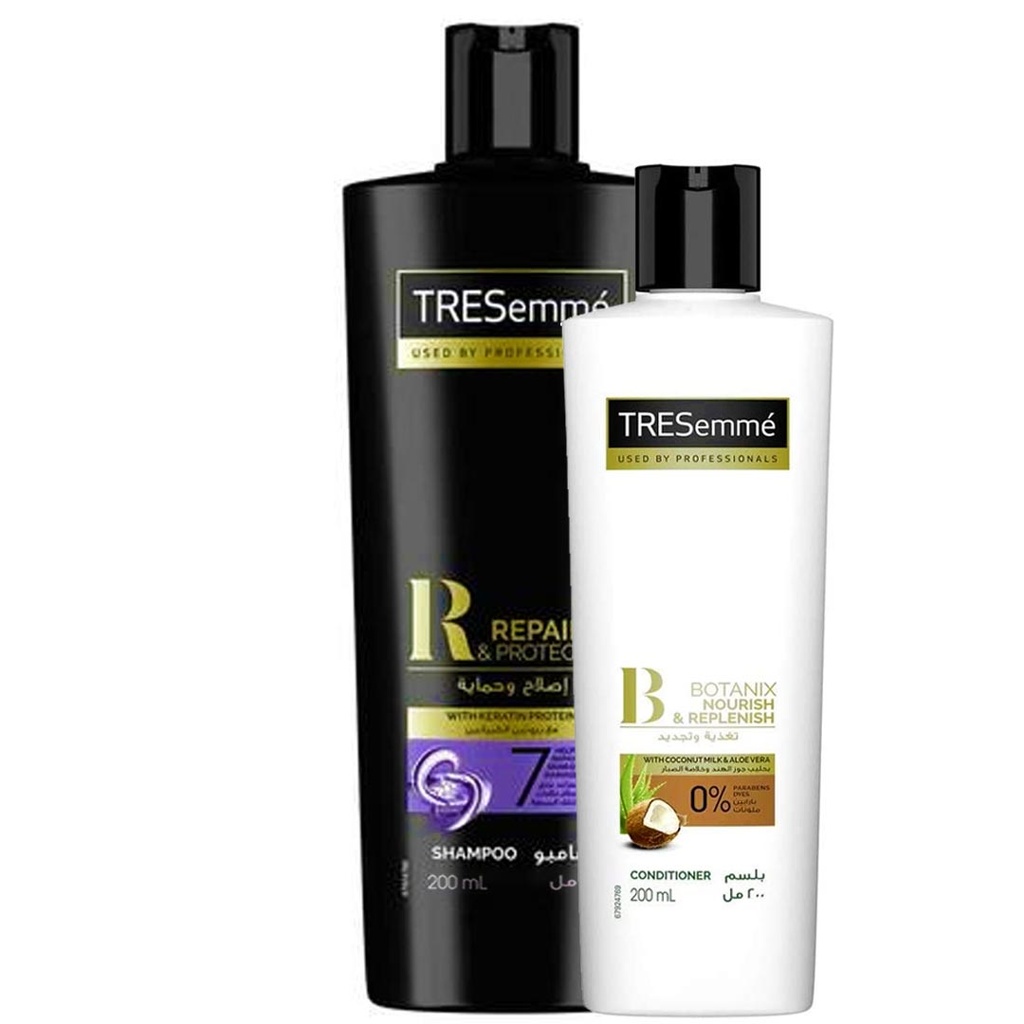 تريسمى شامبو بروتين الكيراتين + بلسم جوز هند و صبار - TRESemme Shampoo Protein Keratin + Conditioner Coconut &amp; Aloe Vera