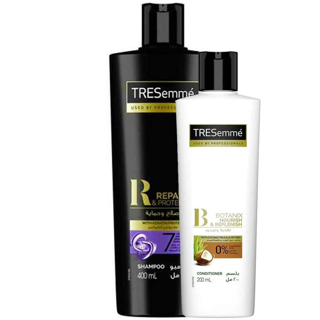 تريسمى شامبو بروتين الكيراتين + بلسم جوز هند و صبار - TRESemme Shampoo Protein Keratin + Conditioner Coconut &amp; Aloe Vera