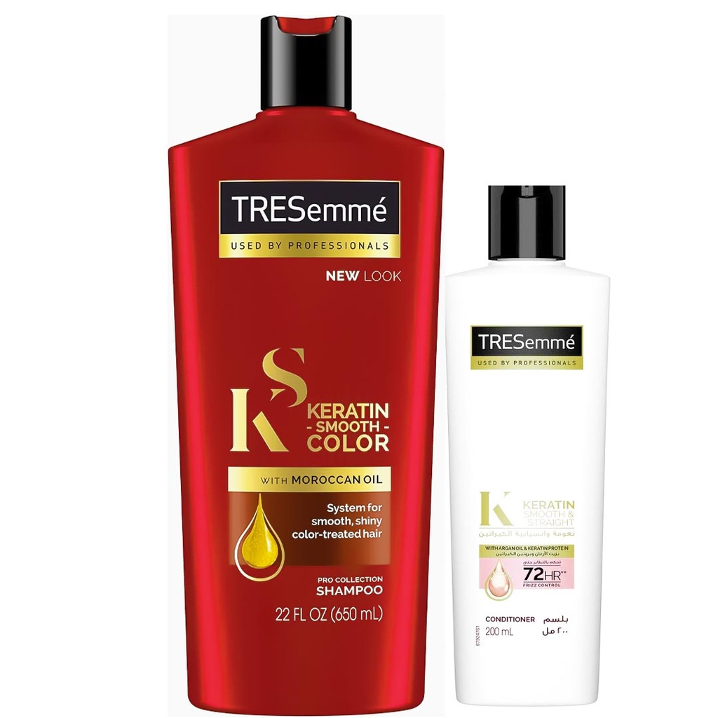 تريسمى شامبو نعومة الكيراتين ملون + بلسم ارجان و بروتين الكيراتين - TRESemme Shampoo Smooth Keratin Color + Conditioner Argan Oil &amp; Keratin Protein