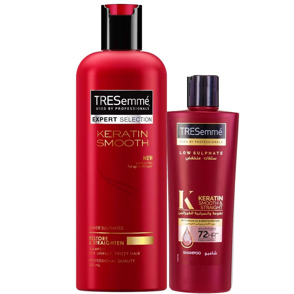 تريسمى شامبو نعومة الكيراتين + شامبو ارجان و بروتين الكيراتين - TRESemme Shampoo Smooth Keratin + Shampoo Argan Oil &amp; Keratin Protein