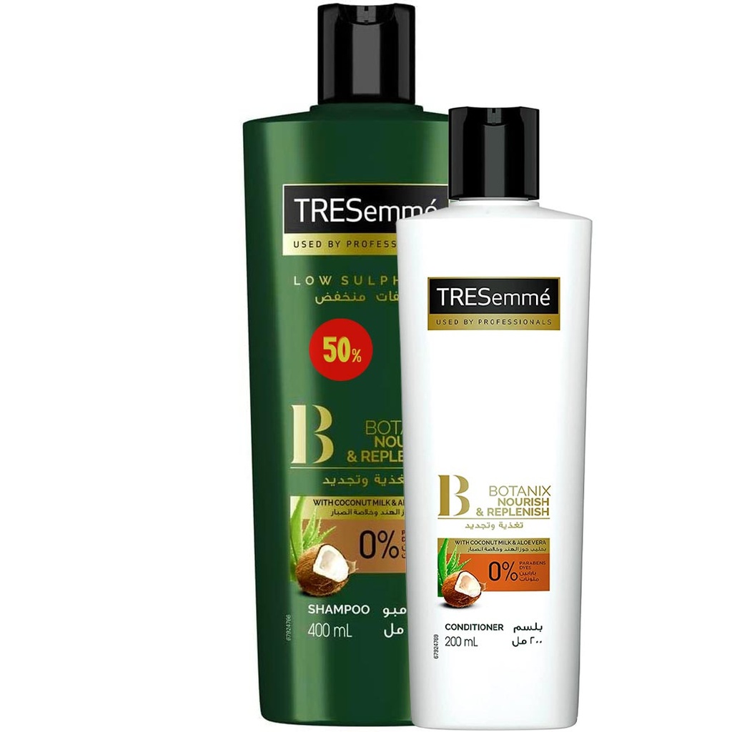 تريسمى شامبو و بلسم جوز هند و صبار خصم 50% - TRESemme Shampoo &amp; Conditioner Coconut &amp; Aloe Vera Offer 50%