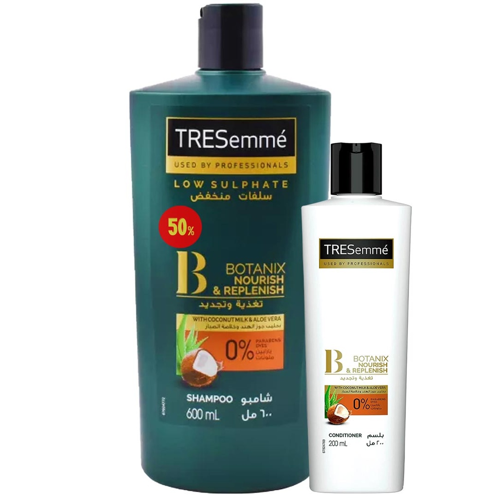 تريسمى شامبو و بلسم جوز هند و صبار خصم 50% - TRESemme Shampoo &amp; Conditioner Coconut &amp; Aloe Vera Offer 50%