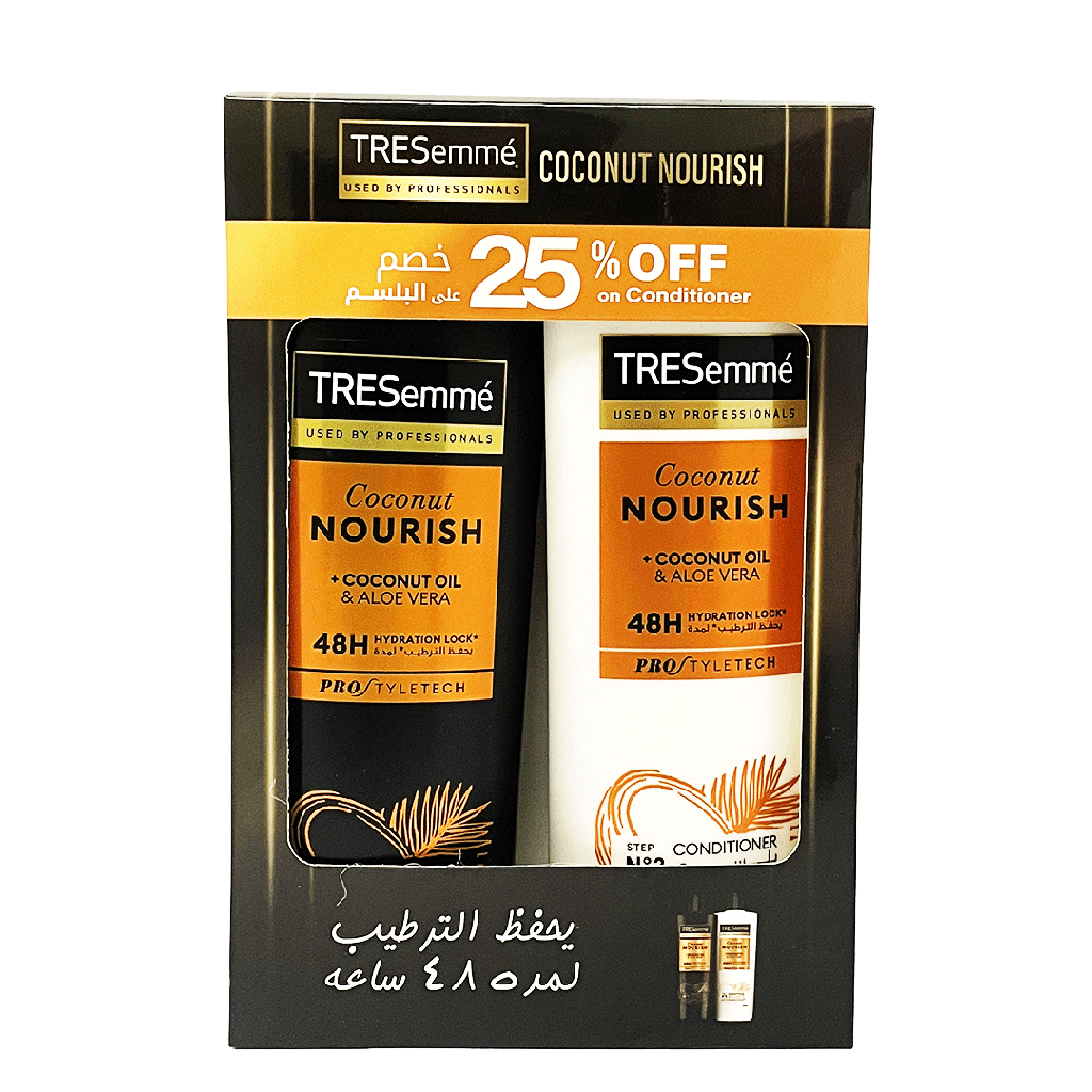 تريسمى شامبو و بلسم جوز هند و صبار خصم 25% - TRESemme Shampoo &amp; Conditioner Coconut &amp; Aloe Vera Offer 25%