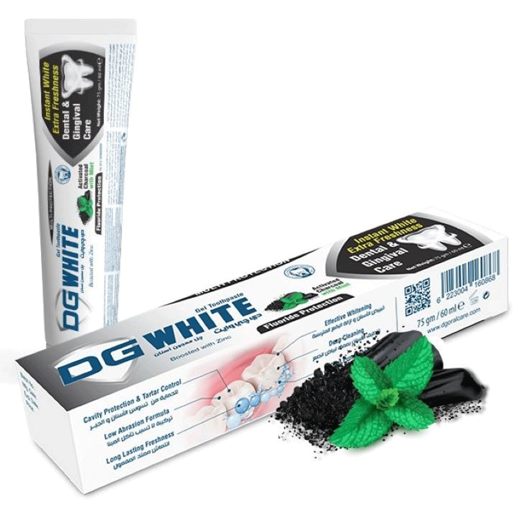 دى جى وايت معجون اسنان فحم و نعناع - DG White Toothpaste Charcoal &amp; Mint