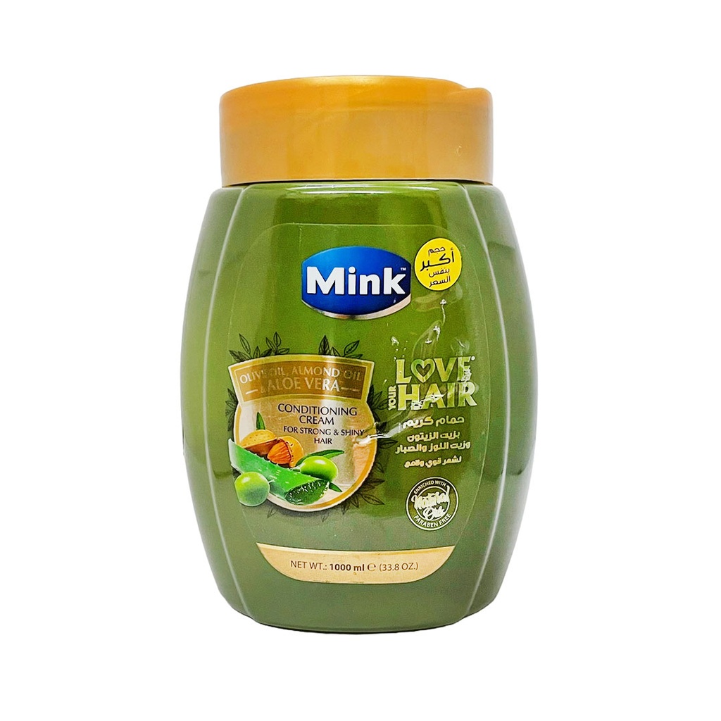 مينك حمام كريم زيتون (حجم اكبر) - Mink Hair Mask Olive  (1L)