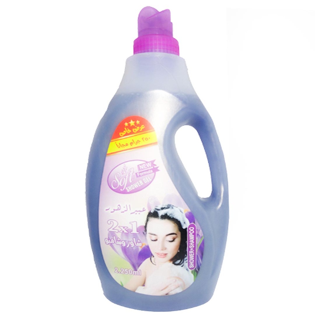 سوفت شاور&شامبو - Soft Shower&Shampoo (2.25L,  Roses Fragrance)