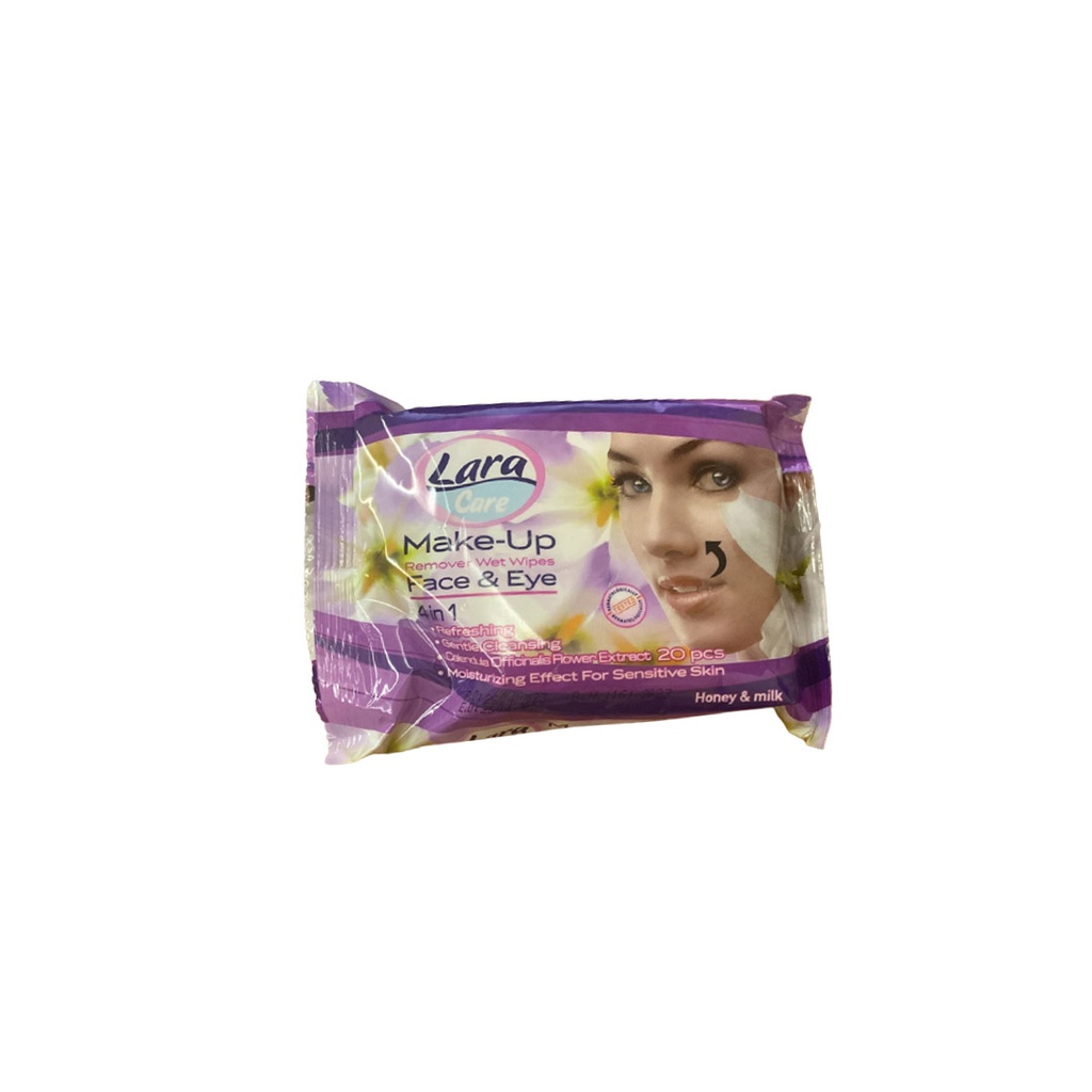 لارا كير مناديل ازالة مكياج 4×1 موف - Lara Care Wipes Removal Make up  4×1 purple (20PC)