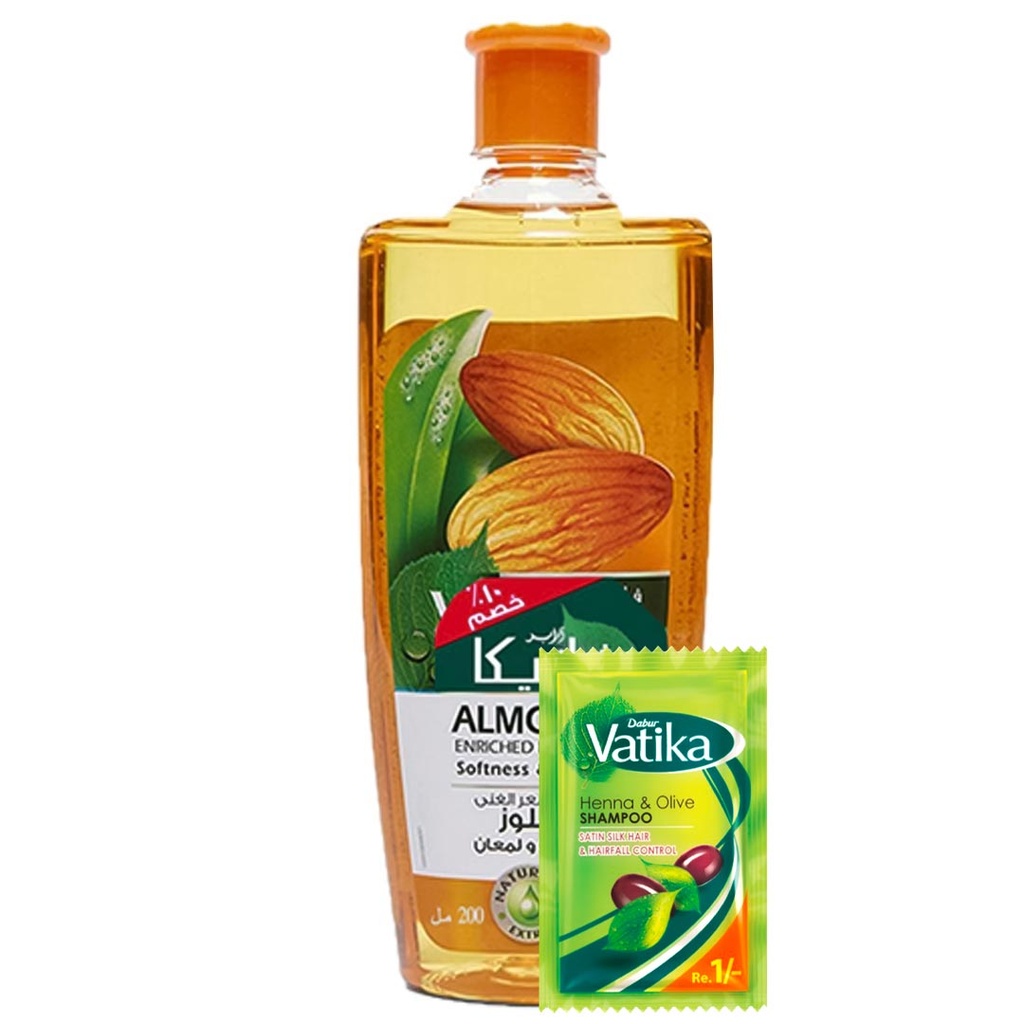 فاتيكا زيت - Vatika Oil (180ml, Almond, +Shampoo)