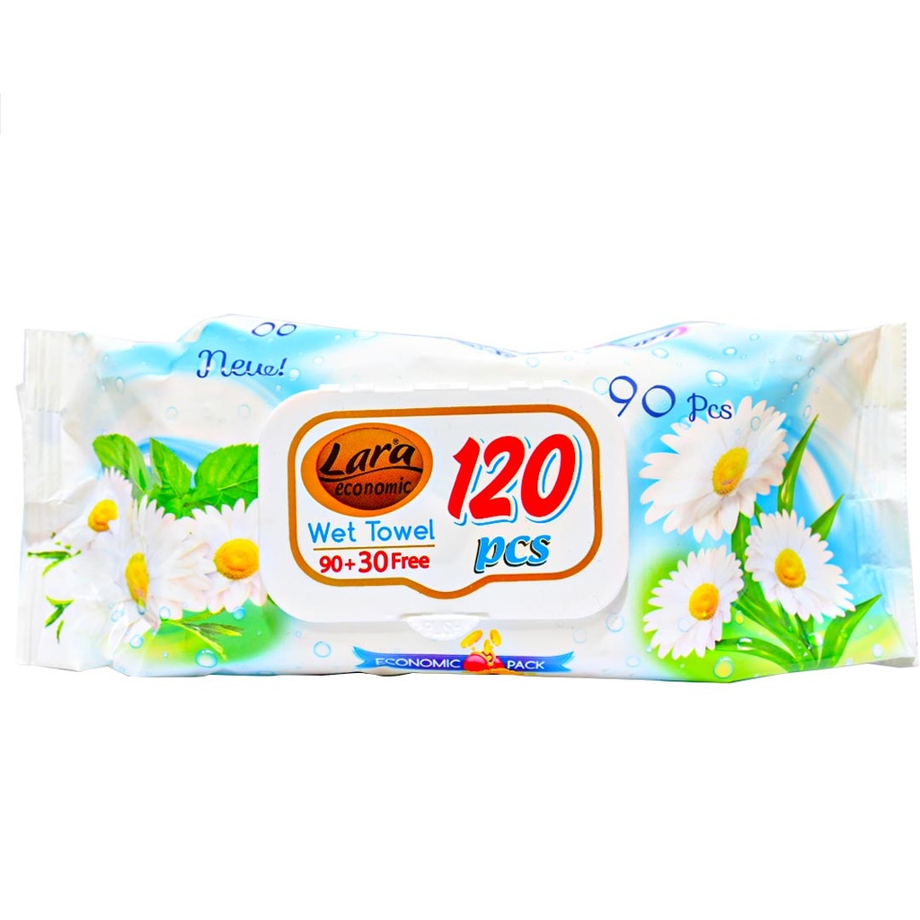 لارا بيبى مناديل - Lara Baby Wipes (Camomile Breege, +30PC مجانا , 90PC)