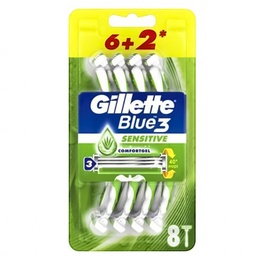 جيليت بلو 3 - Gillette Blue 3 (Shaver, Sensitive, 6+2PC)