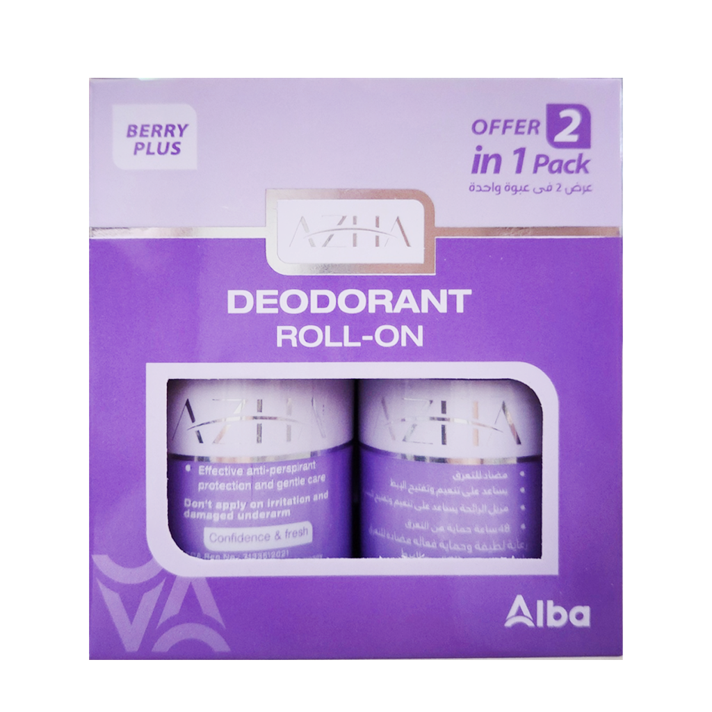 ازها رول اون عرض 2قطعة - Azha Roll On Offer 2Pcs (60ml, Berry Plus)