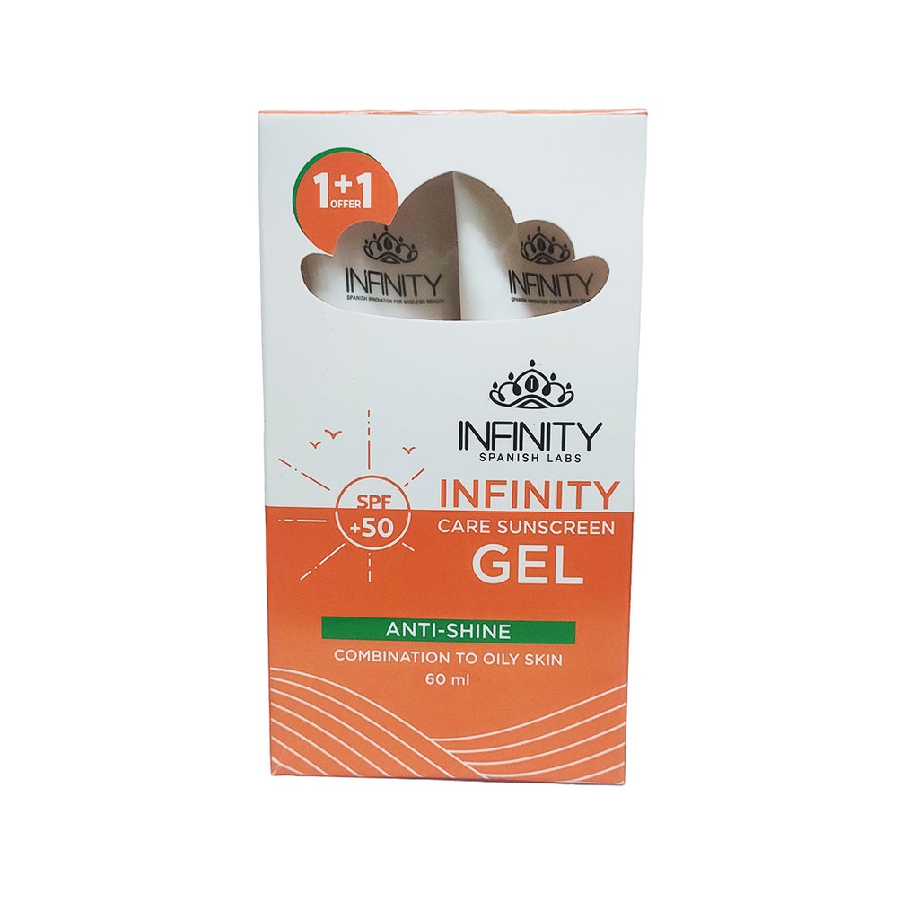 انفينيتى صن سكرين جل عرض 1+1 - Infinity Sun Screen Gel Offer 1+1 (60ml+60ml, 50)