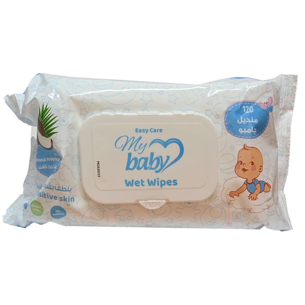 ايزى كير ماى بيبى مناديل - Easy Care My Baby Wipes (Wet, Coconut, 120PC)