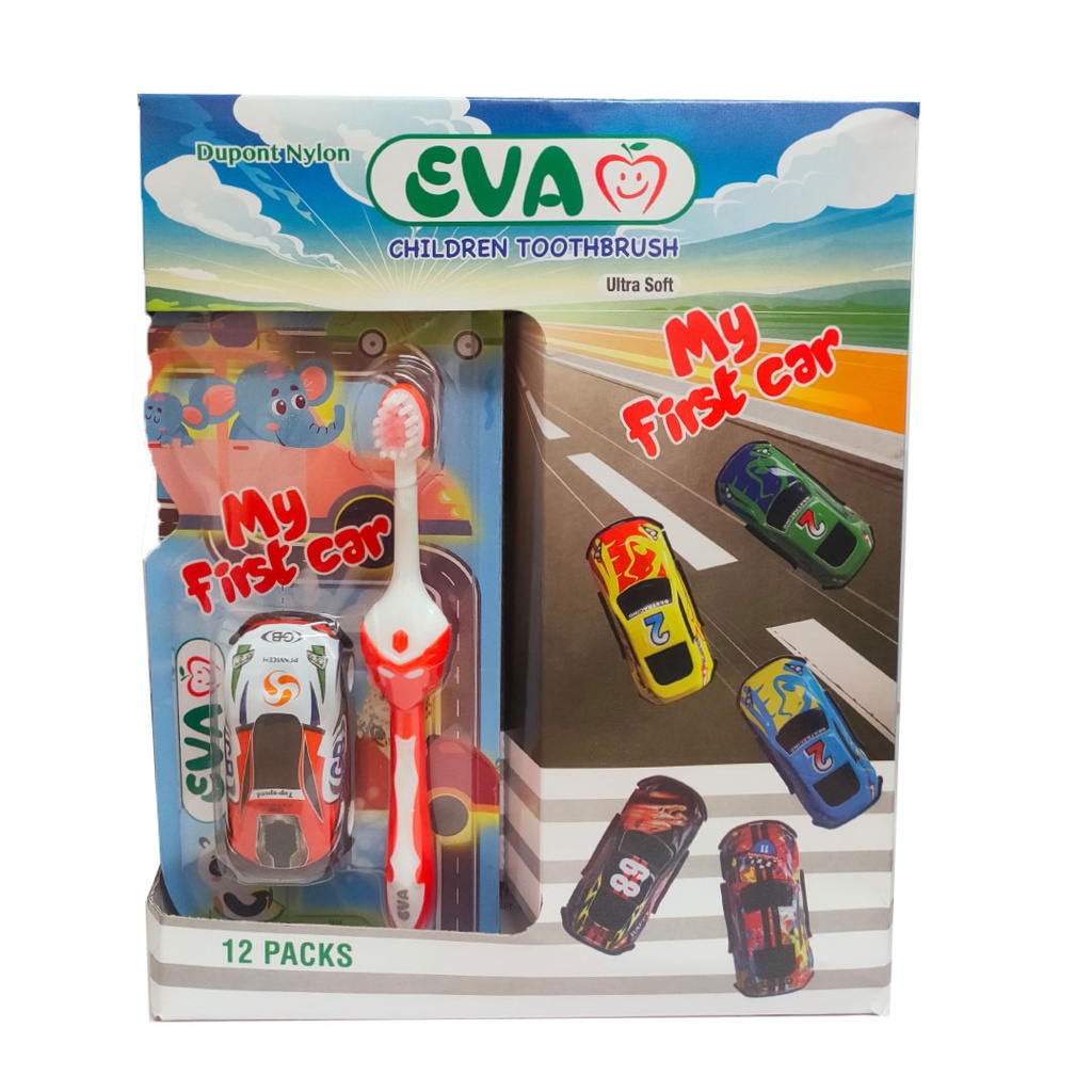 ايفا فرشاة اسنان اطفال + سيارة - Eva Tooth Brush kids + Car (No:Ca38+gift, Ultra Soft)