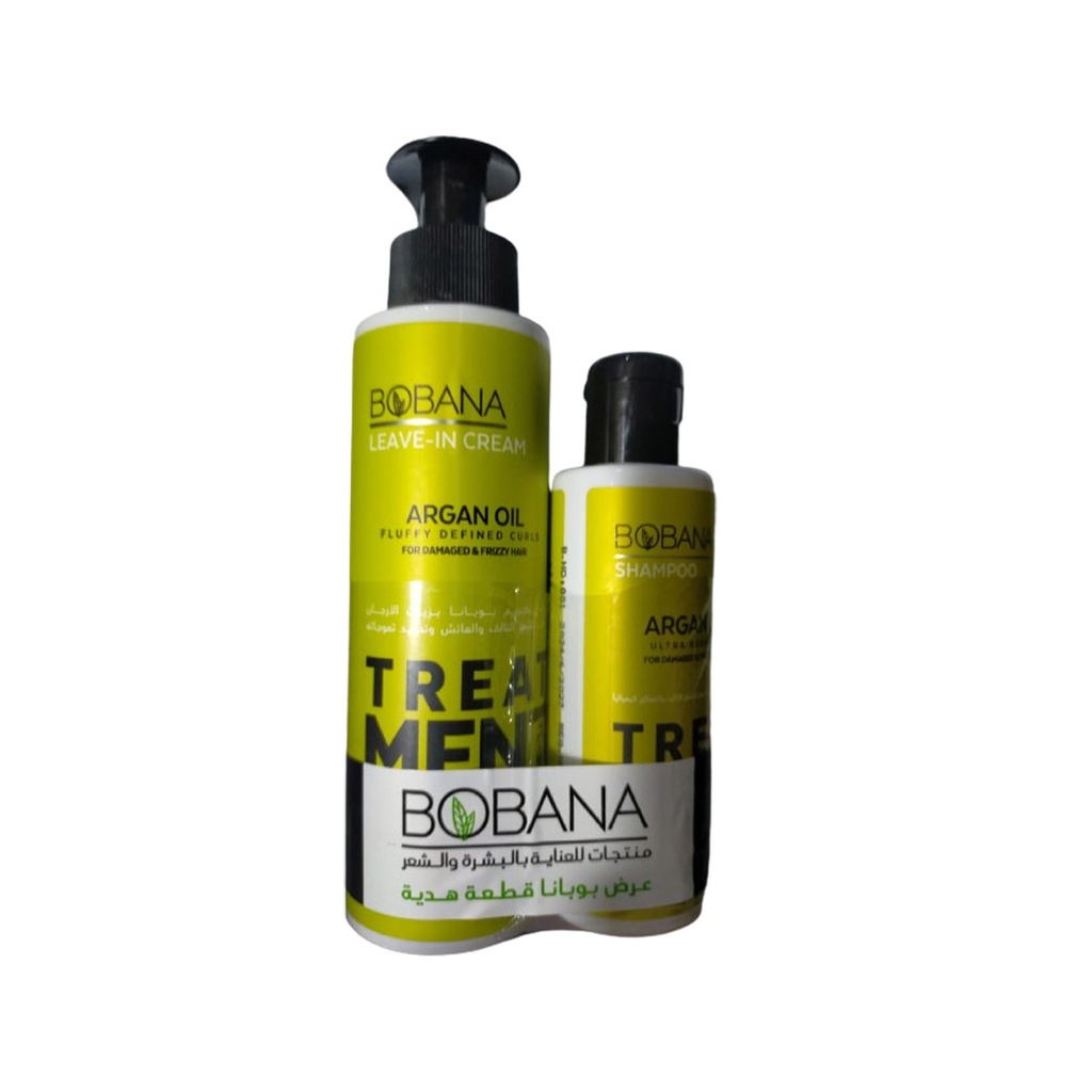 بوبانا كريم يترك ارجان - Bobana Leave In Cream Argan (200ml, +Shampoo 100ml Free)