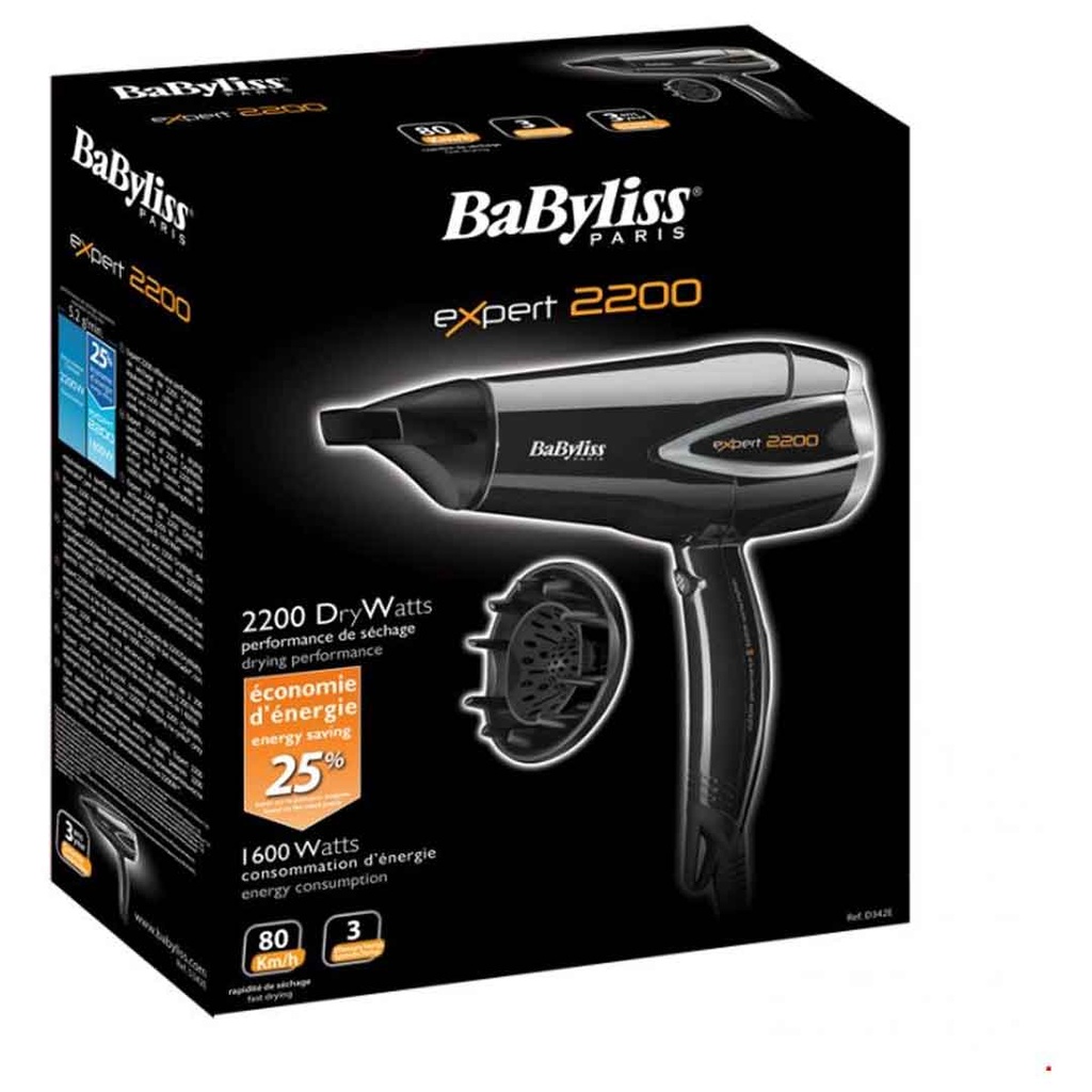 بيبى ليس سشوار - Babyliss Dryer (Expert 2200, No:D342E, 1600W)