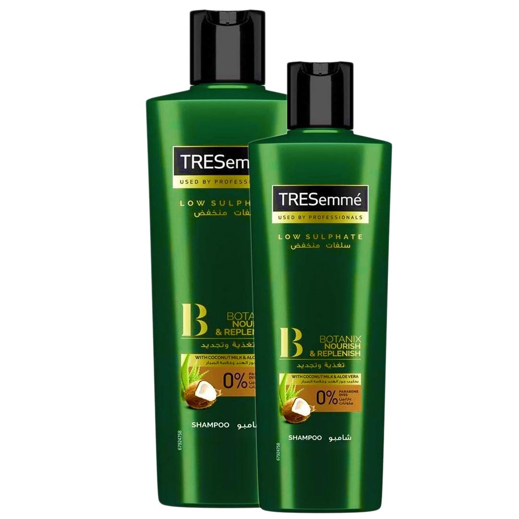تريسمى شامبو جوز هند و صبار 1+1 - TRESemme Shampoo Coconut & Aloe Vera 1+1 (400ml+200ml)