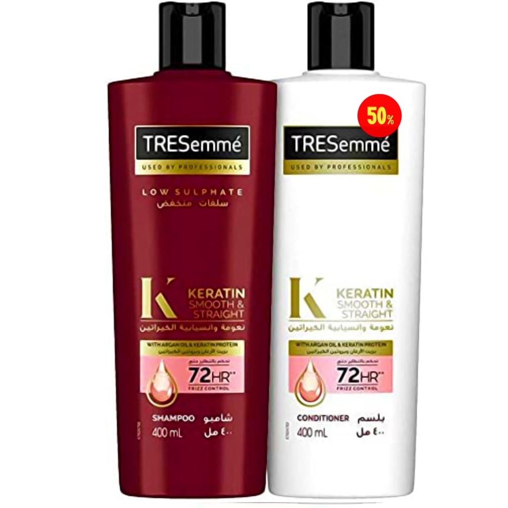 تريسمى شامبو و بلسم ارجان و بروتين الكيراتين خصم 50% - TRESemme Shampoo & Conditioner Argan Oil & Keratin Protein Offer 50% (400ml+400ml)