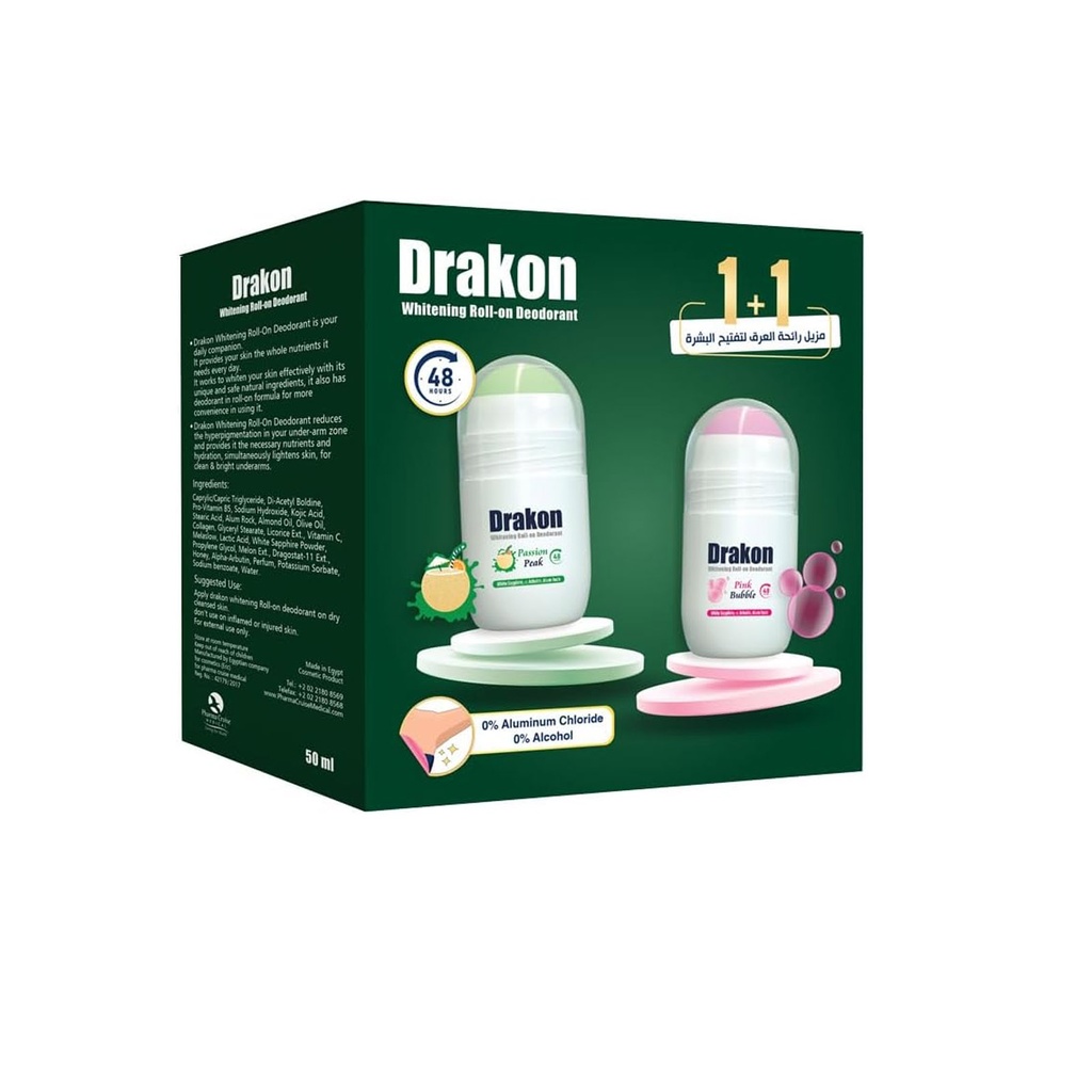 دراكون رول اون لولى باشون بيك&بينك بابل - Drakon Roll On Passion Peak&Pink Bubble 1+1 (50ml)