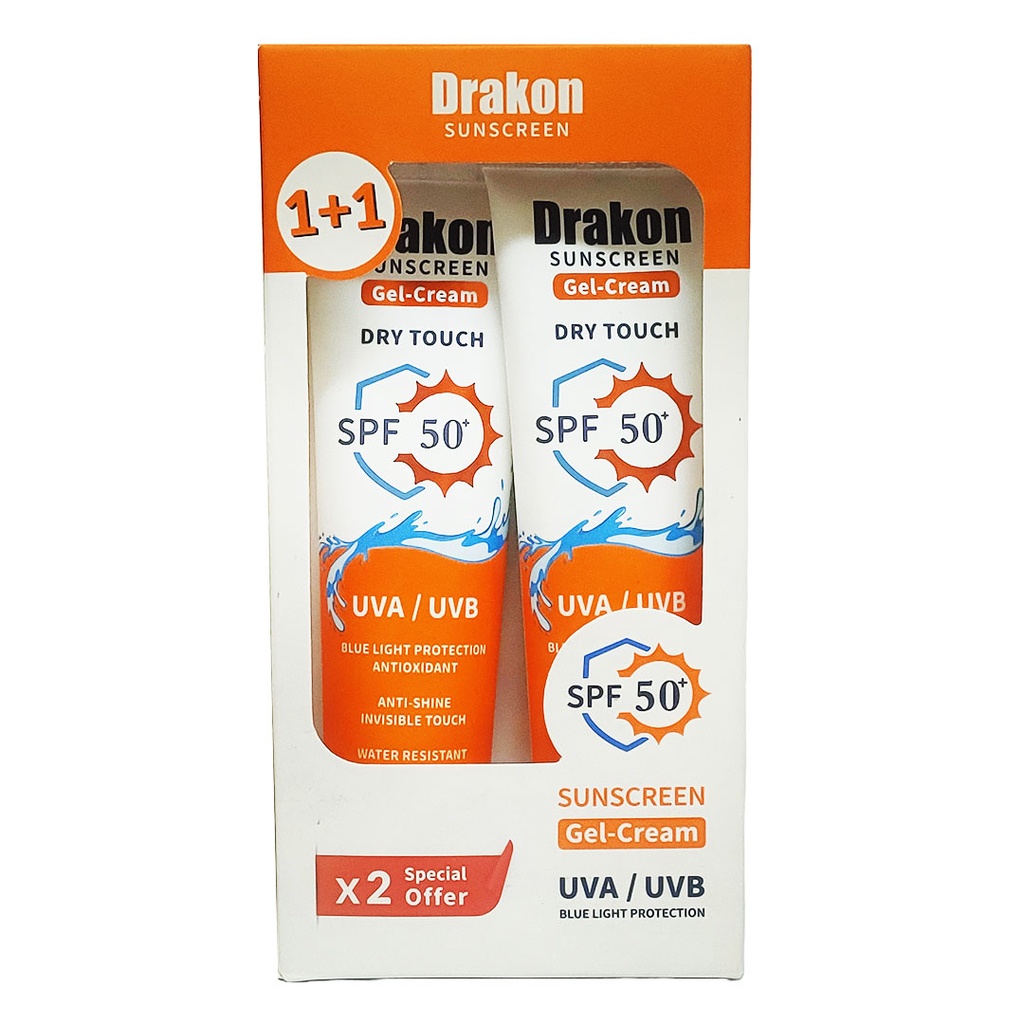 دراكون صن سكرين جل عرض 1+1 - Drakon Sunscreen Gel Offer 1+1 (60ml+60ml, 50)
