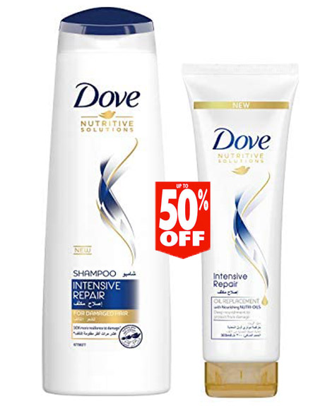 دوف شامبو - Dove Shampoo (400ml+300ml, Intensive Repair, discount 50%)