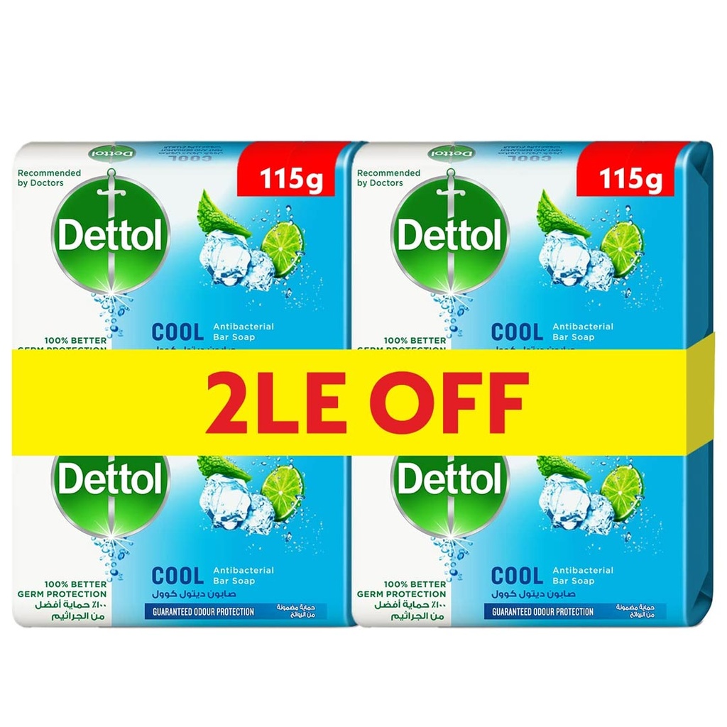 ديتول صابون - Dettol Soap 4Psc (115g, Cool, Discount 2E.L)