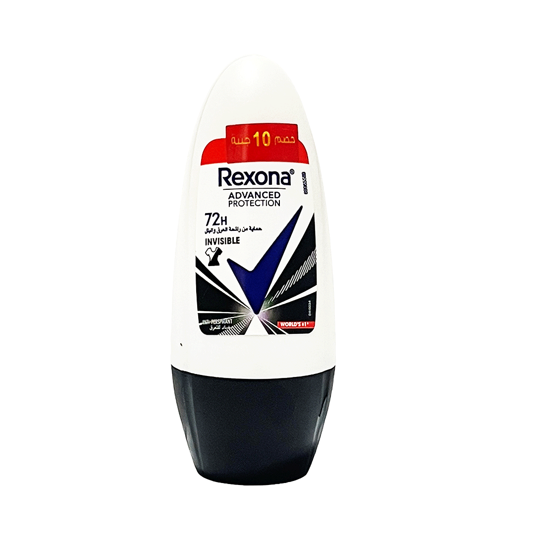 ريكسونا رول اون ادفانسيد انفزبيل خصم 10 جنية - Rexona Roll On Advanced Invisible Offer 10EGP (50ml)