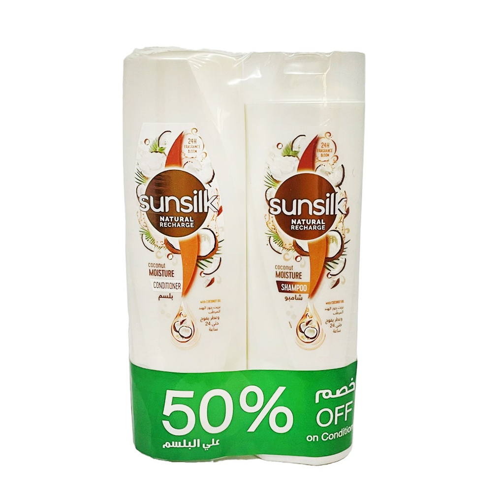 صانسيلك شامبو + بلسم جوز هند خصم 50% - Sunsilk Shampoo & Conditioner Coconut Offer 50% (360ml)