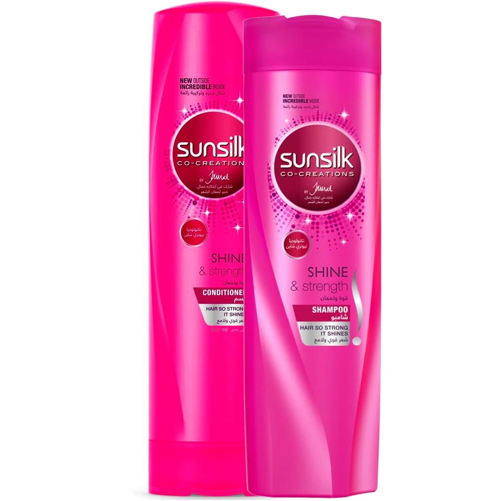 صانسيلك شامبو - Sunsilk Shampoo (360ml, Shine&Strength, Conditioner 50%+)