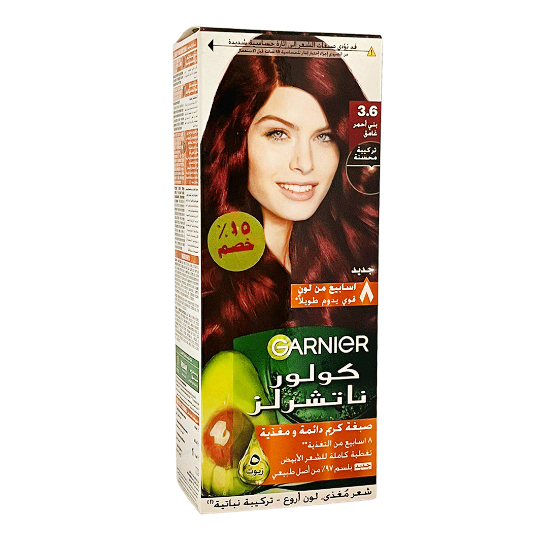 غارنية صبغة 6-3 بنى احمر غامق خصم 15% - Garnier Color 3-6 Deep Red Brown Offer 15% (Deep Red Brown 3-6)