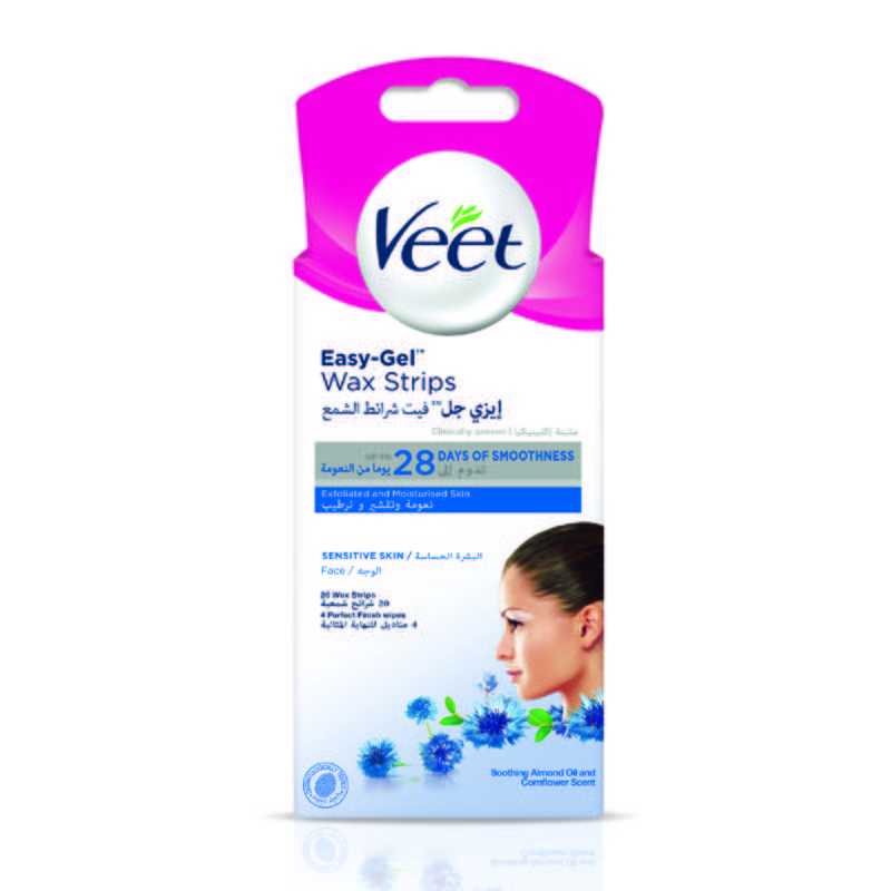 فيت شرائح شمع - Veet Wax Strips (Face, Sensitive, without, 20PC)