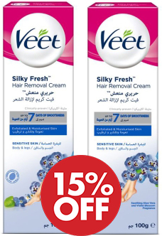 فيت كريم ازالة - Veet Cream Removal (100ml, Sensitive, 1 + 1 15% off)