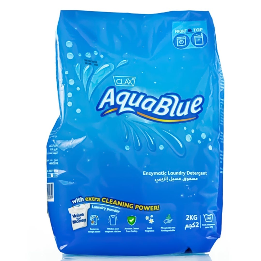 كلاكس اكوا بلو مسحوق غسيل انزيمى - Clax Aqua Blue Enzymatic Laundry Detergent (2kg)