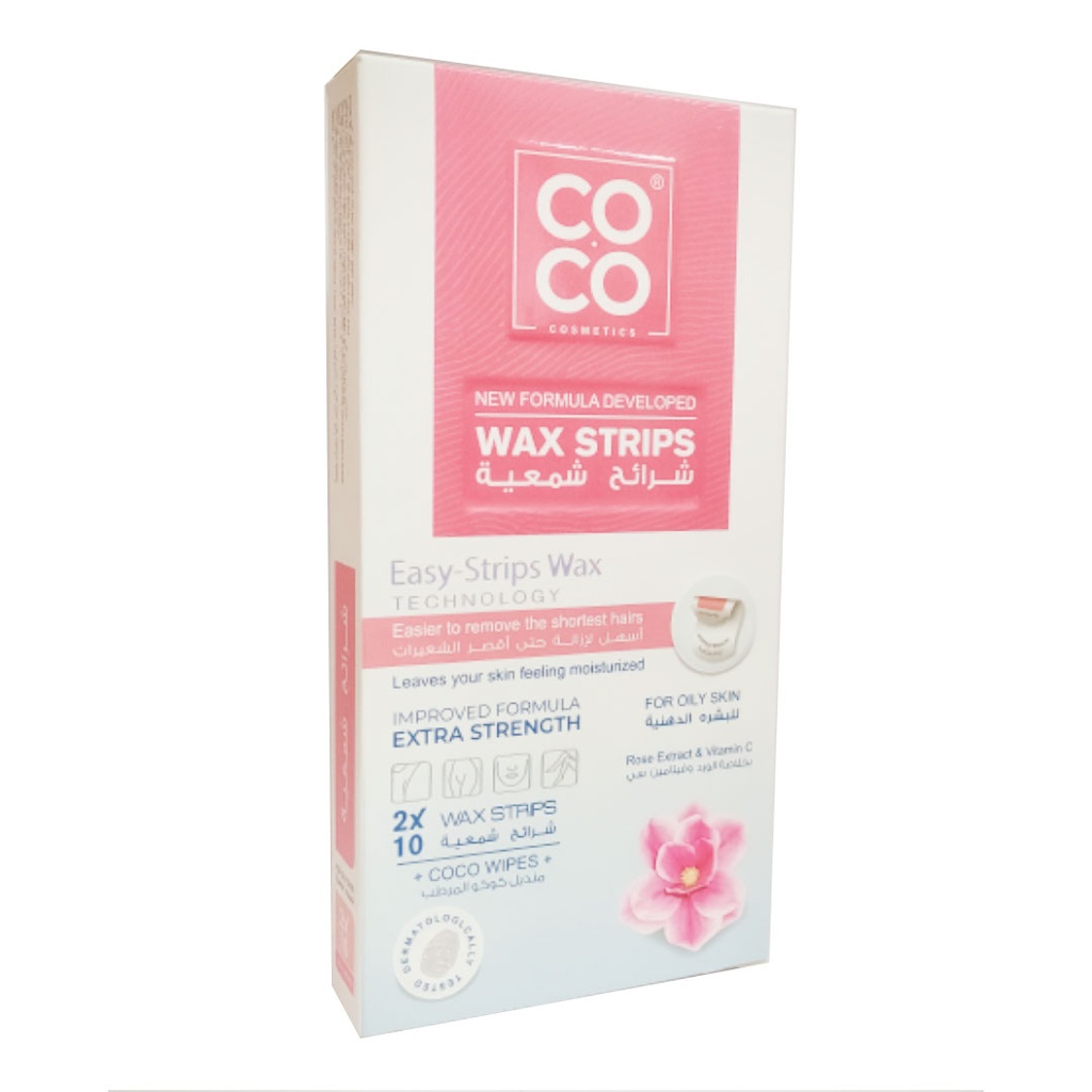 كوكو شرائح شمع بالورد - Coco Wax Strips Rose (10PC)