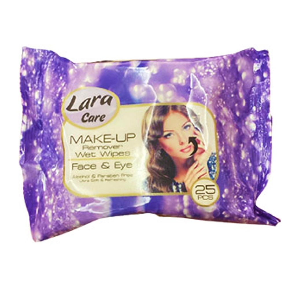 لارا كير مناديل ازالة مكياج - Lara Care Wipes Removal Make up (25PC, Purple)