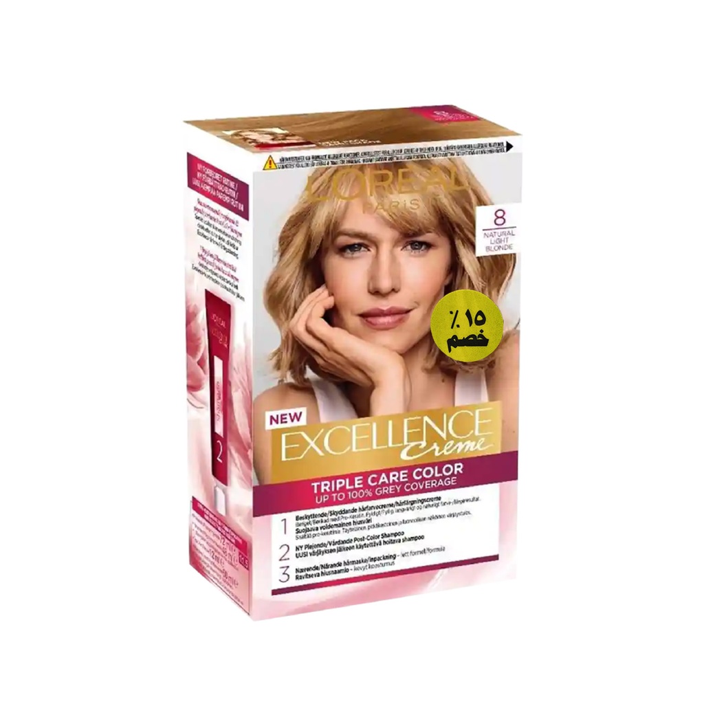 لوريال اكسيلنس صبغة - Loreal Excellence Color (48ml, Light blond 8)