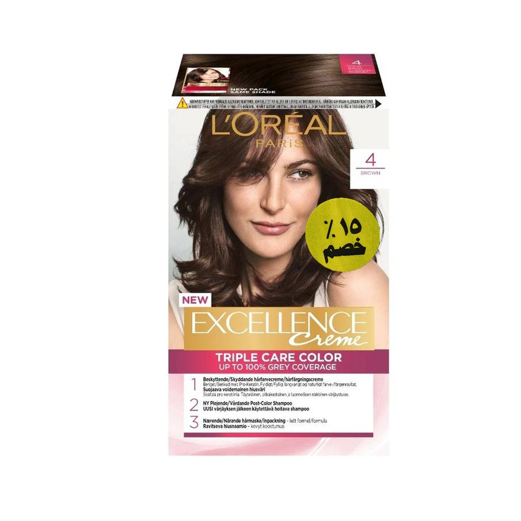 لوريال اكسيلنس صبغة - Loreal Excellence Color (48ml, brouwn 4)