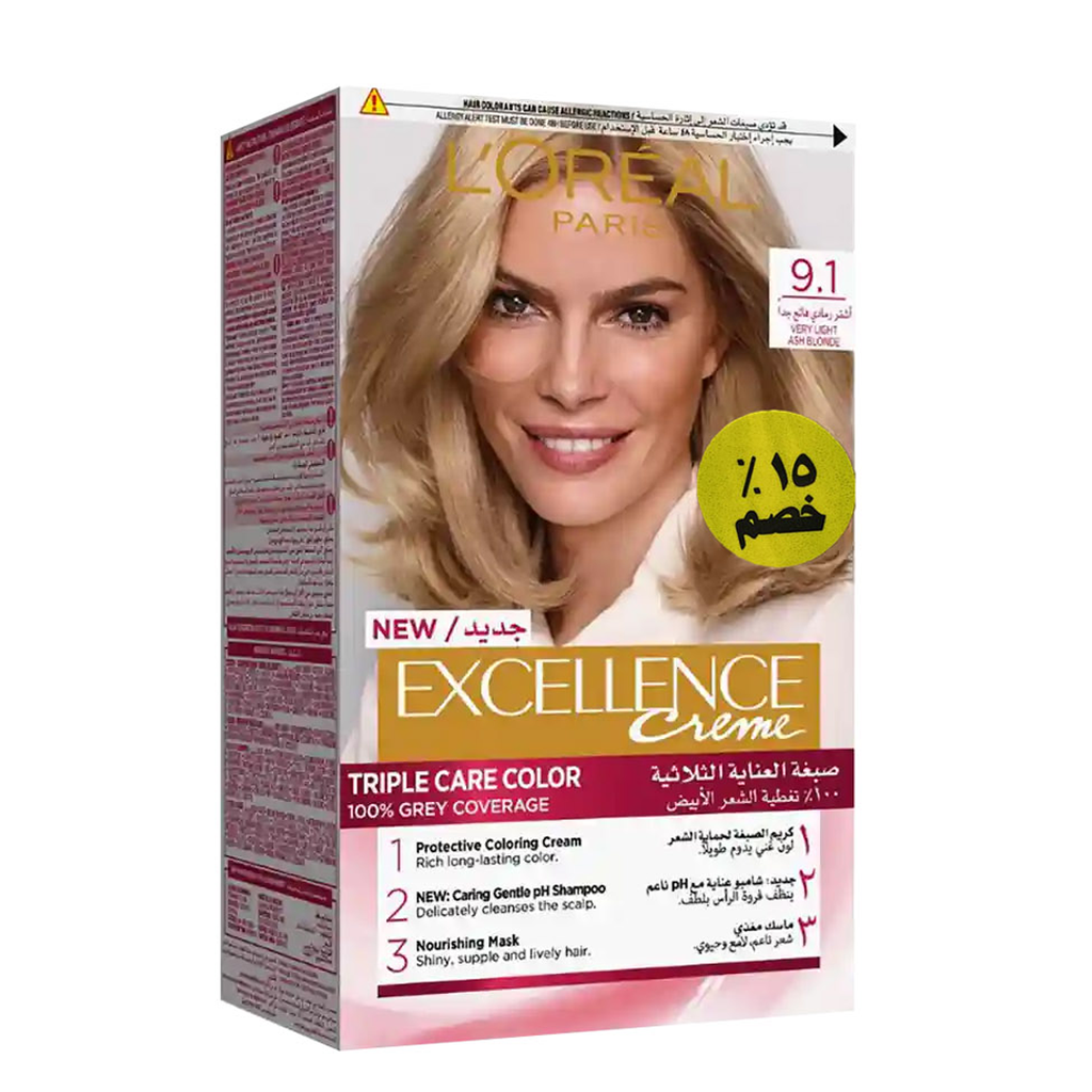 لوريال اكسيلنس صبغة - Loreal Excellence Color (48ml, Very light gray blond 9-1)