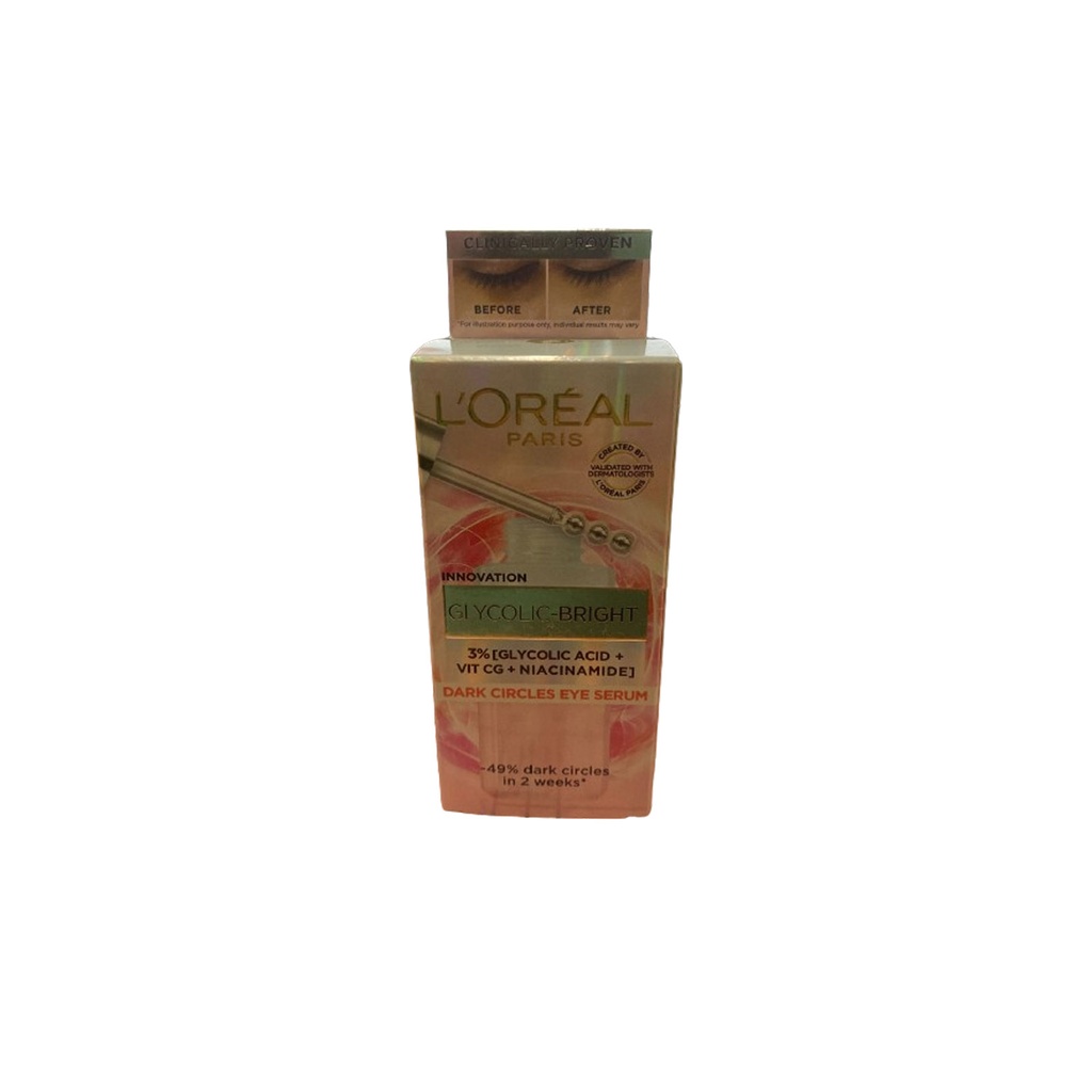لوريال سيروم العينين للهالات السوداء - Loreal Serum Dark Circles Eye (20ml, Glycolic Acid)