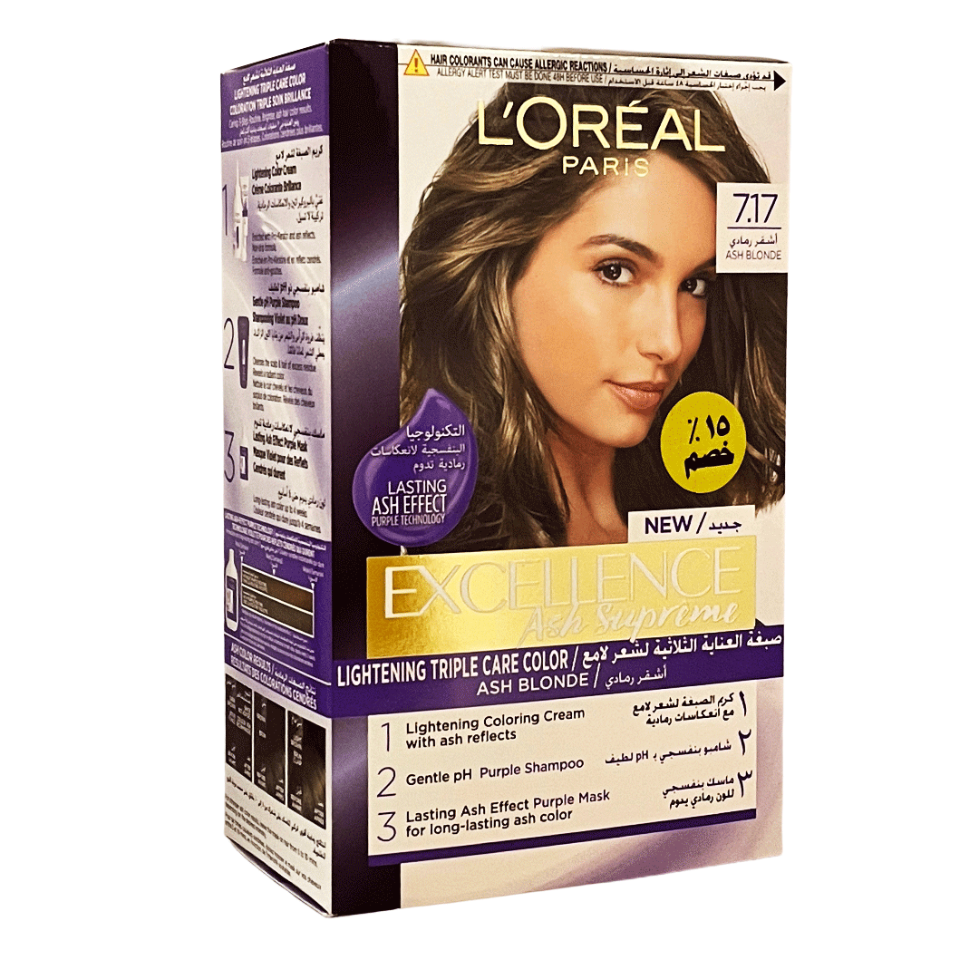 لوريال صبغة اكسيلنس 17-7 اشقر رمادى خصم 15% - Loreal Color Excellence 7-17 Ash Blonde Offer 15% (Blond Cendre 7-17)