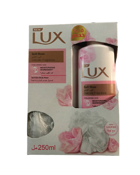 لوكس شاور - Lux Shower (250ml, Soft Rose, + loofah 15% discount)