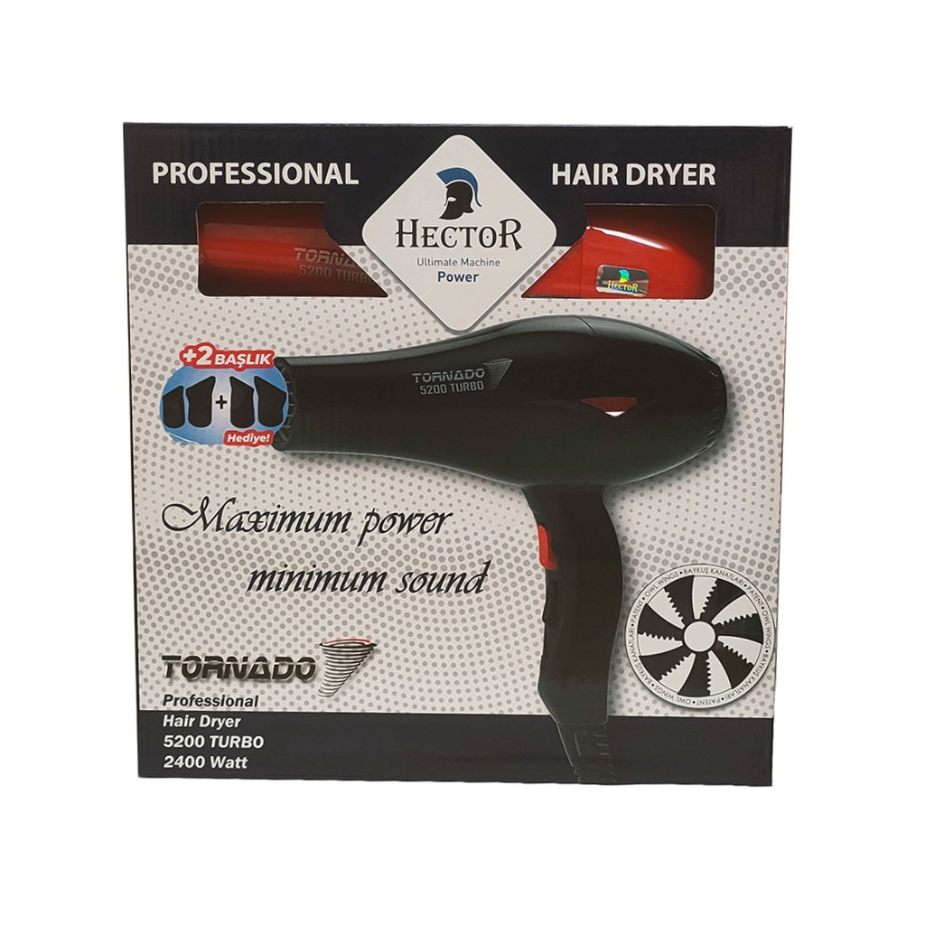 هيكتور تورنيدو 5200 تربو سشوار - Hector Tornado 5200 Turbo Hair Dryer (Red)