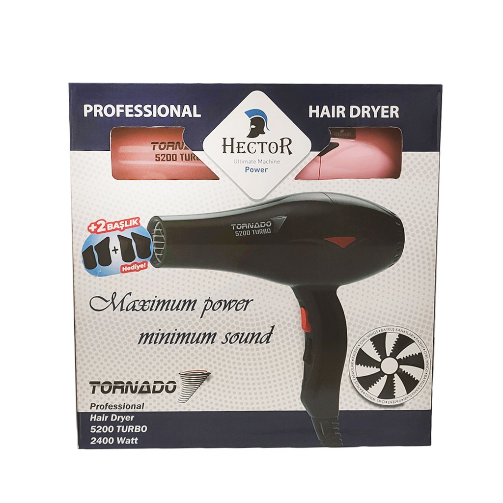 هيكتور تورنيدو 5200 تربو سشوار - Hector Tornado 5200 Turbo Hair Dryer (Pink)