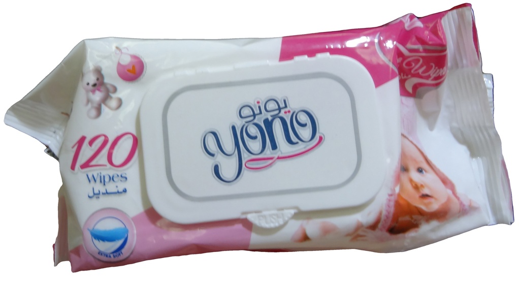 يونو مناديل - Yono Wipes (120PC, White&Rose)